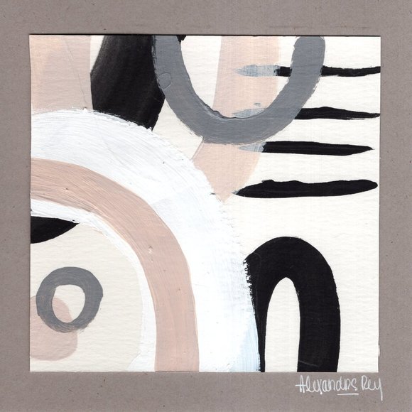 Set of three Geometric Abstract works on paper - Picture 5 of 5